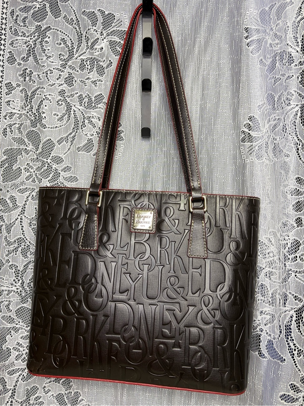 Dooney & Bourke Brown Signature Embossed Leather Tote